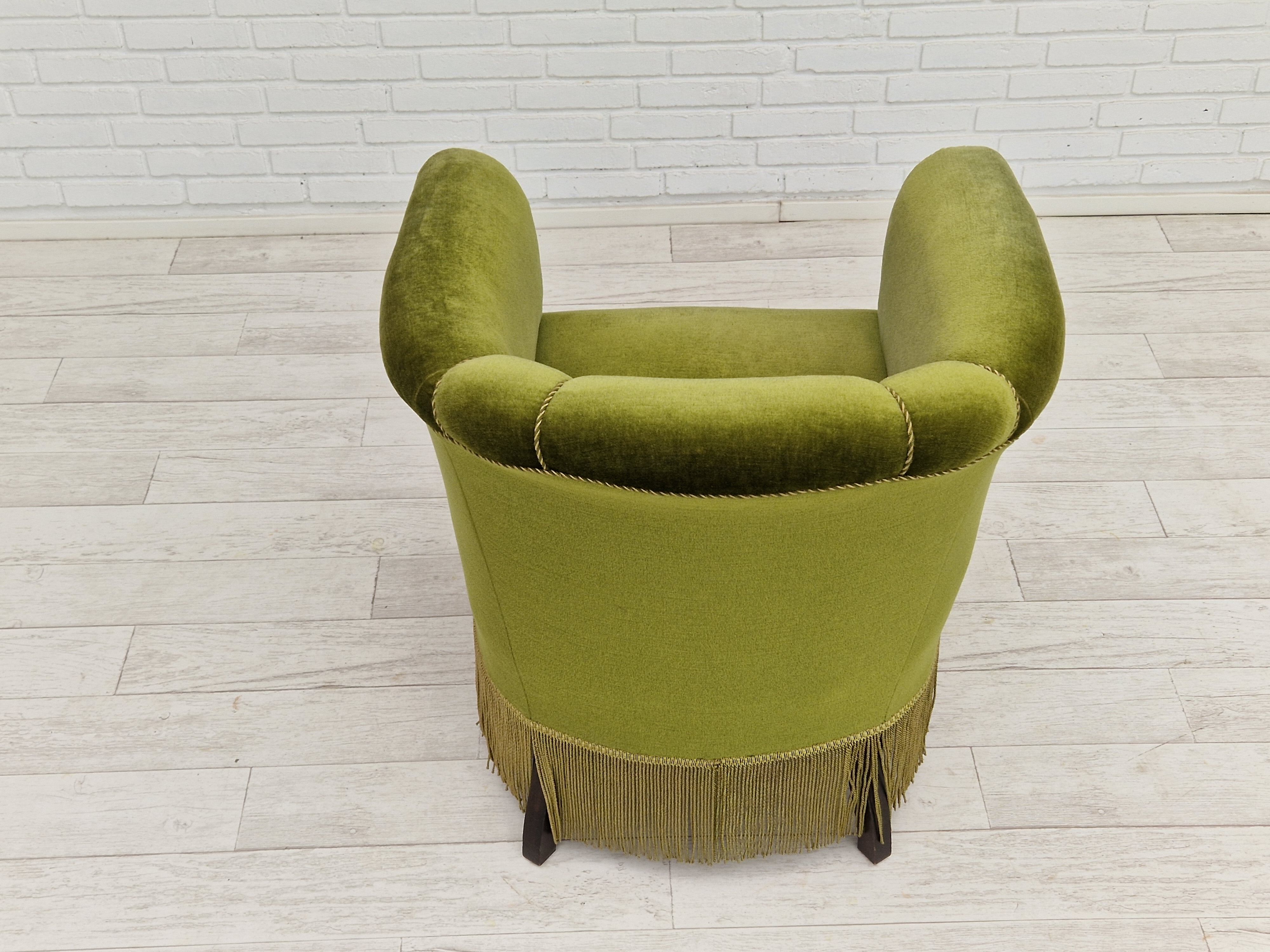 Danish velour armchair original condition beech wood 1960s