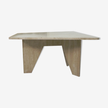 Travertine dining table, 130 x 129 cm