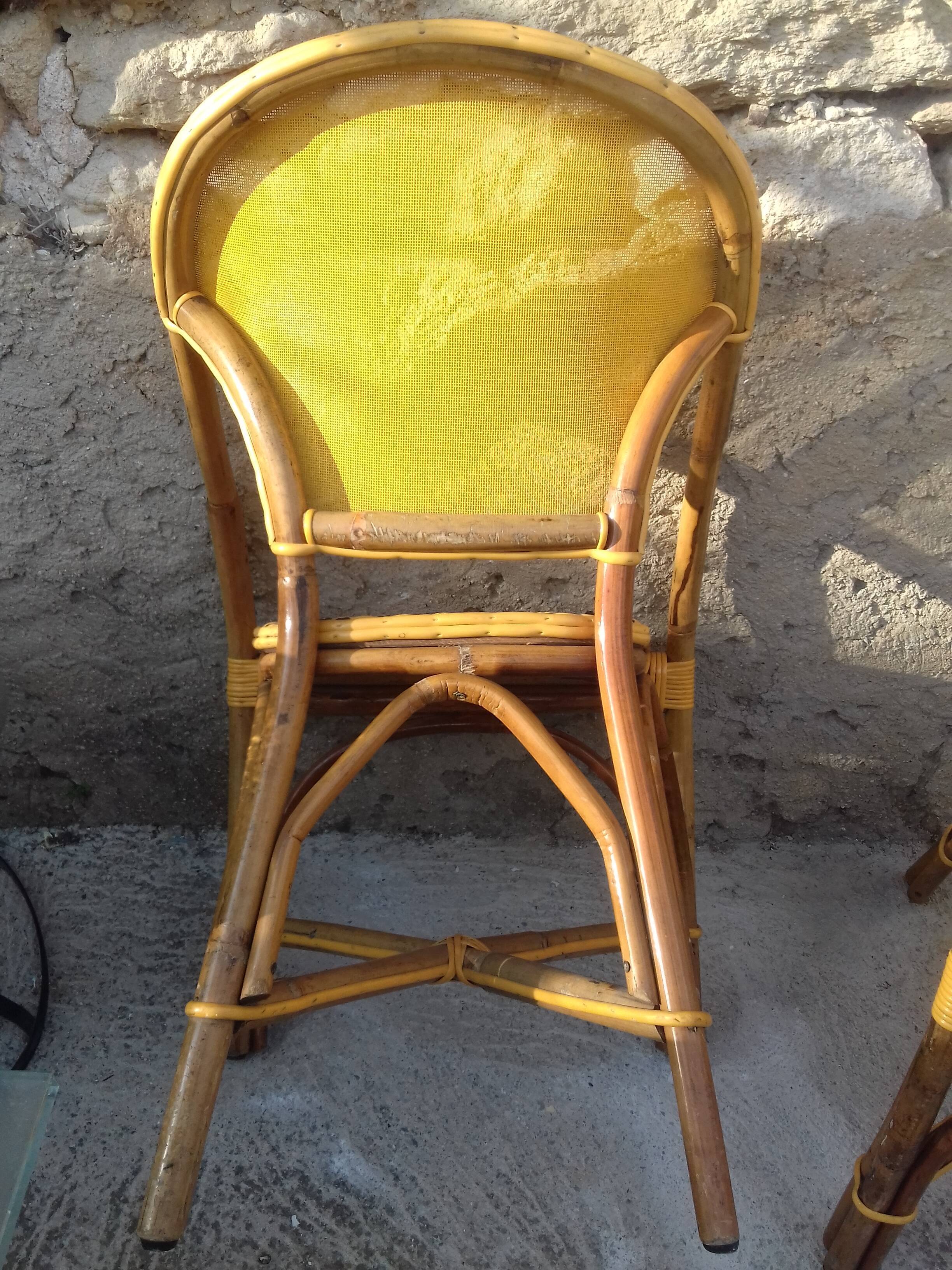 Two rattan bar armchairs