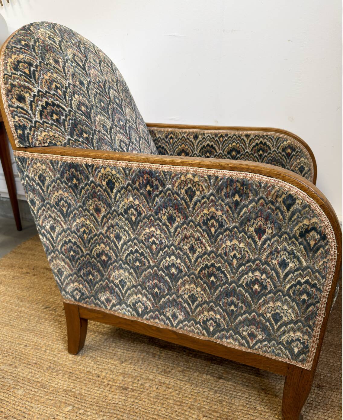 Vintage Art Deco club chair in curved wood