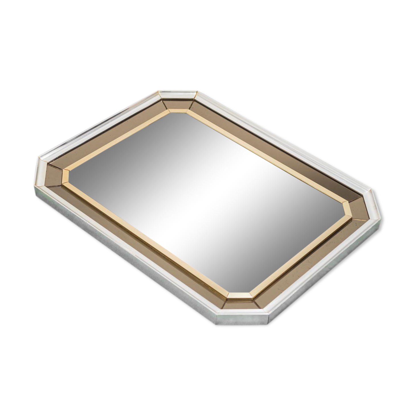 Wall mirror glass metal 70s vintage modern