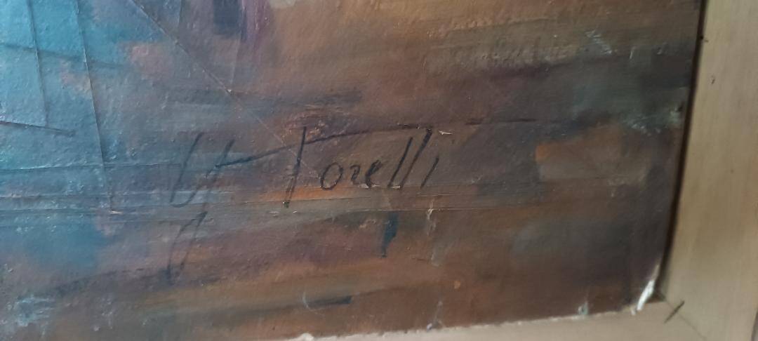 Oil portrait on canvas from the 1920s - painted on the back - Giuseppe Torelli (1881 -1959)