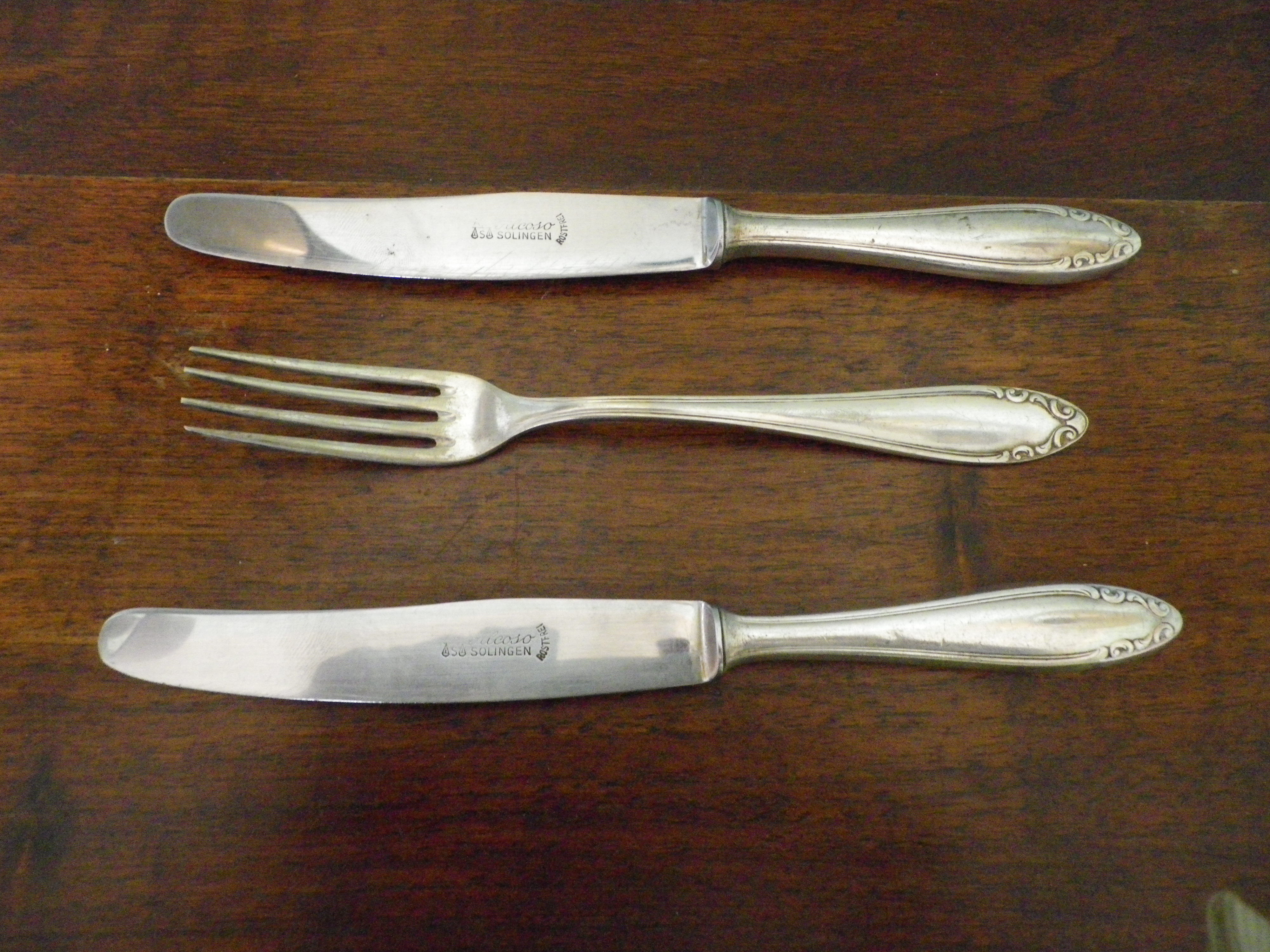 Sugar tongs, ice cubes, pie shovel, spoon, 3 covers Solingen