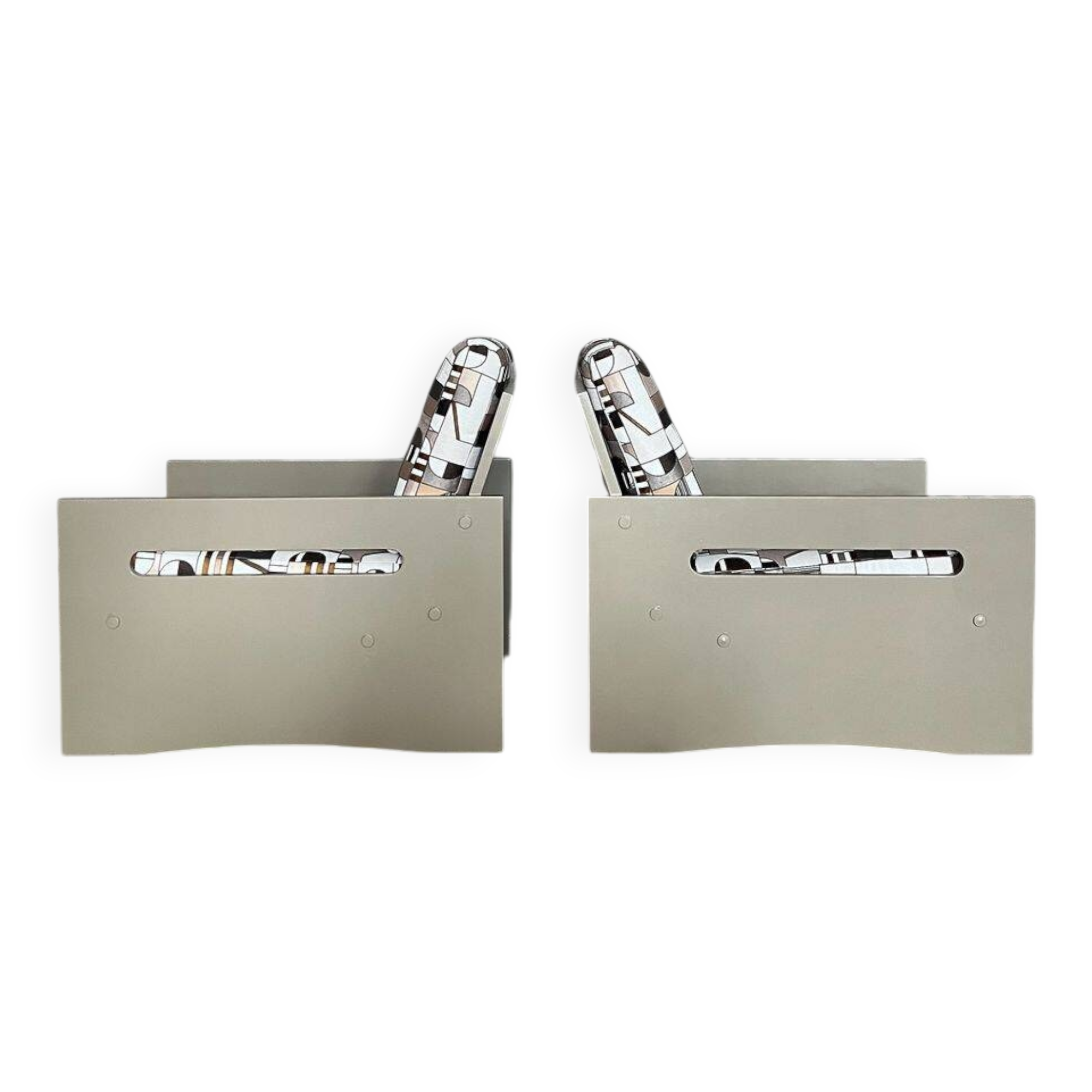 Vintage lounge chairs – newly upholstered in geometric fabric