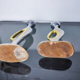 Pair of brutalist candlesticks by Léopold, bronze and aluminum, Spain, 1970