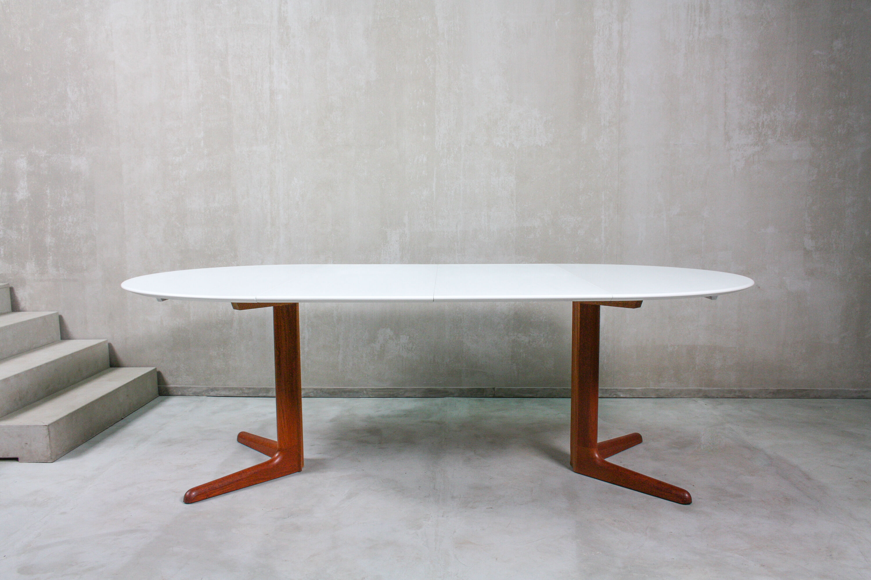Round danish teak & white dining table, 1960s