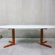 Round danish teak & white dining table, 1960s