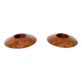 Pair of Scandinavian candlesticks in elm burl