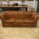 Brown leather Chesterfield sofa