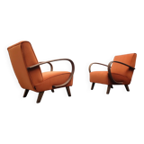 1930 Jindrich Halabala Bentwood Armchair in Rusty Orange Velvet