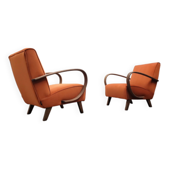 1930 Jindrich Halabala Bentwood Armchair in Rusty Orange Velvet