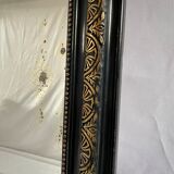 Miroir Napoleon III, noir et or avec fronton 75x112cm