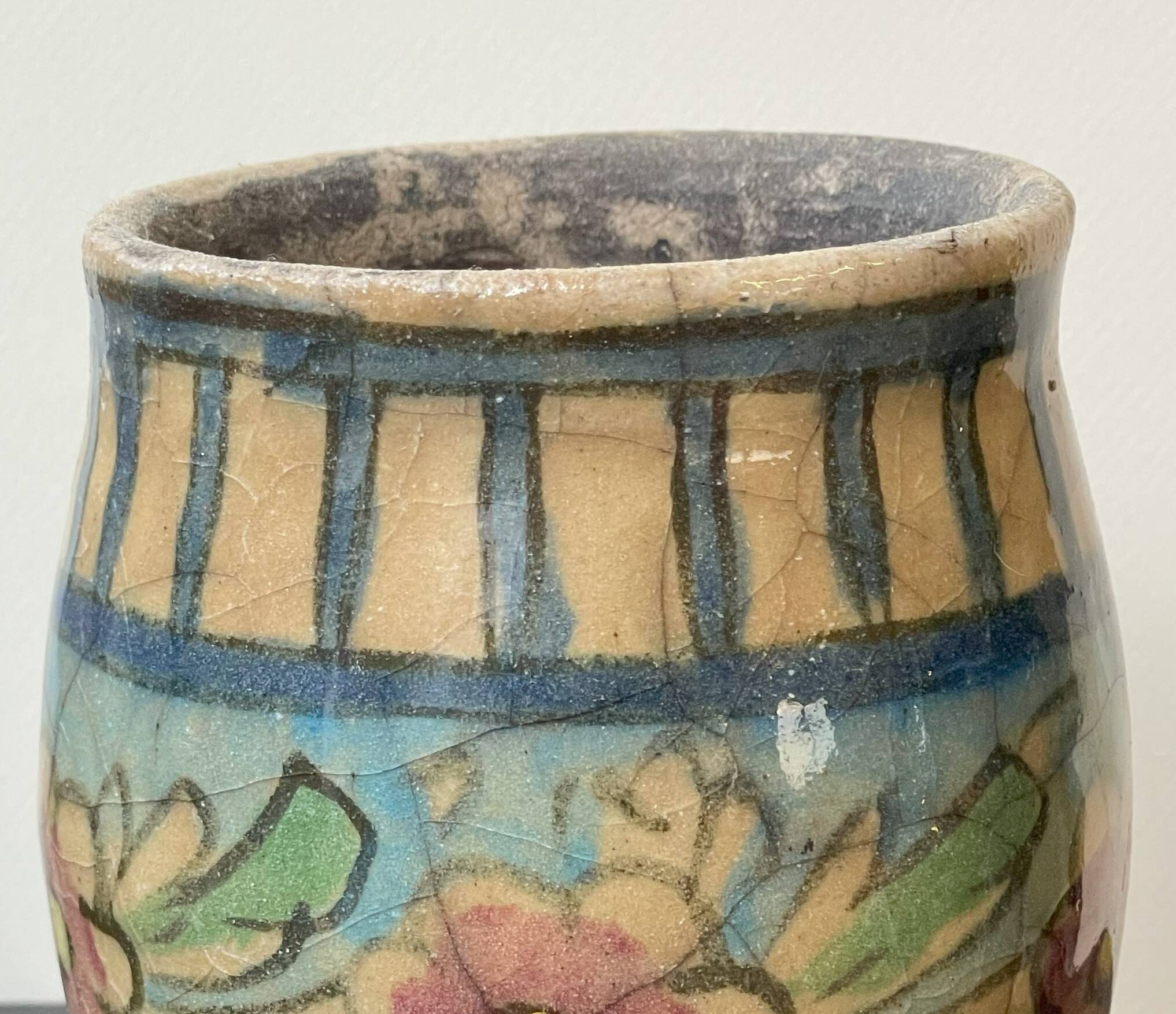 Big Round White Qajar Vase