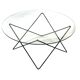 Vintage coffee table in 70s steel wire glass design