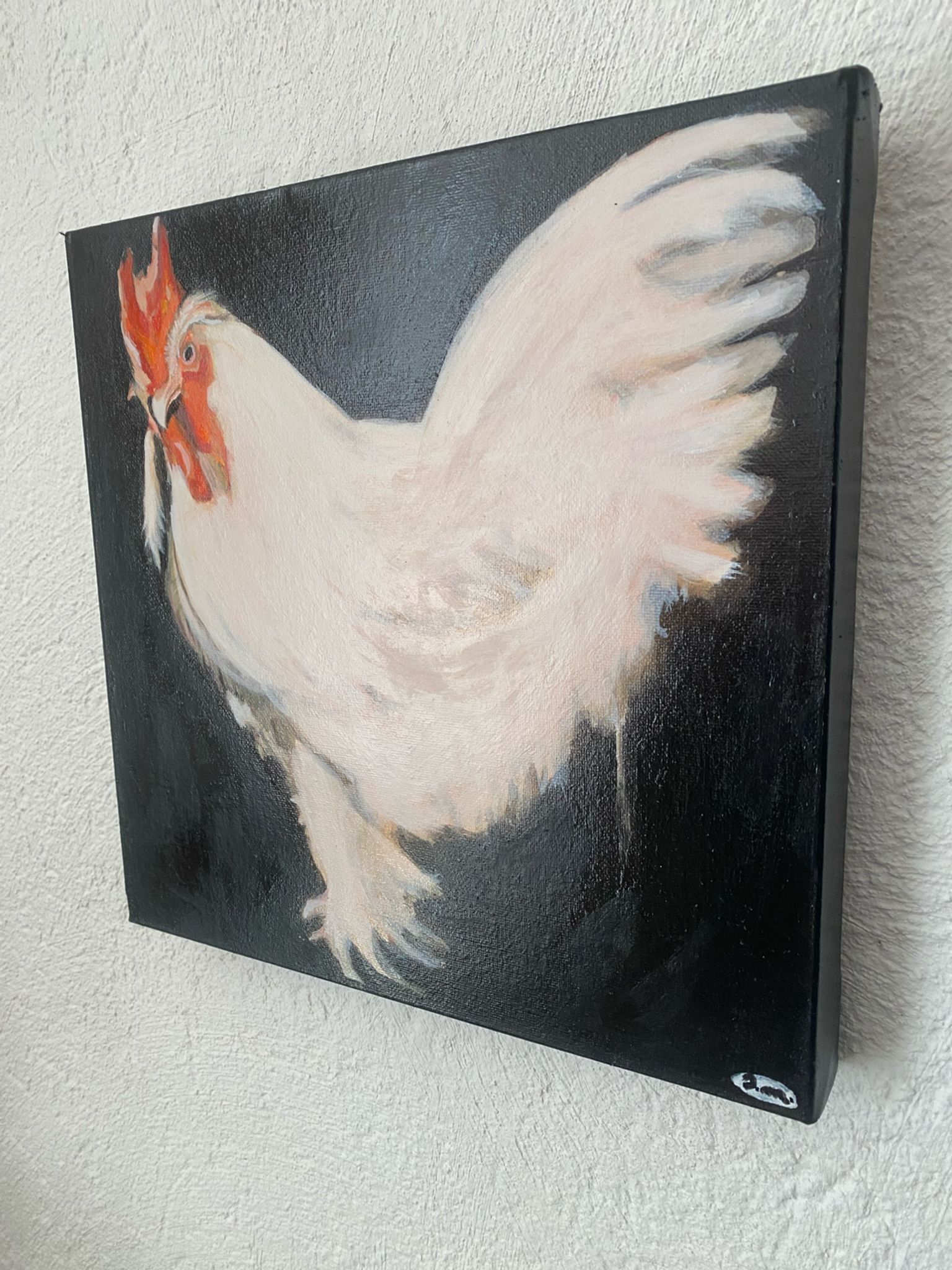 Coq portrait à l’huile sur toile