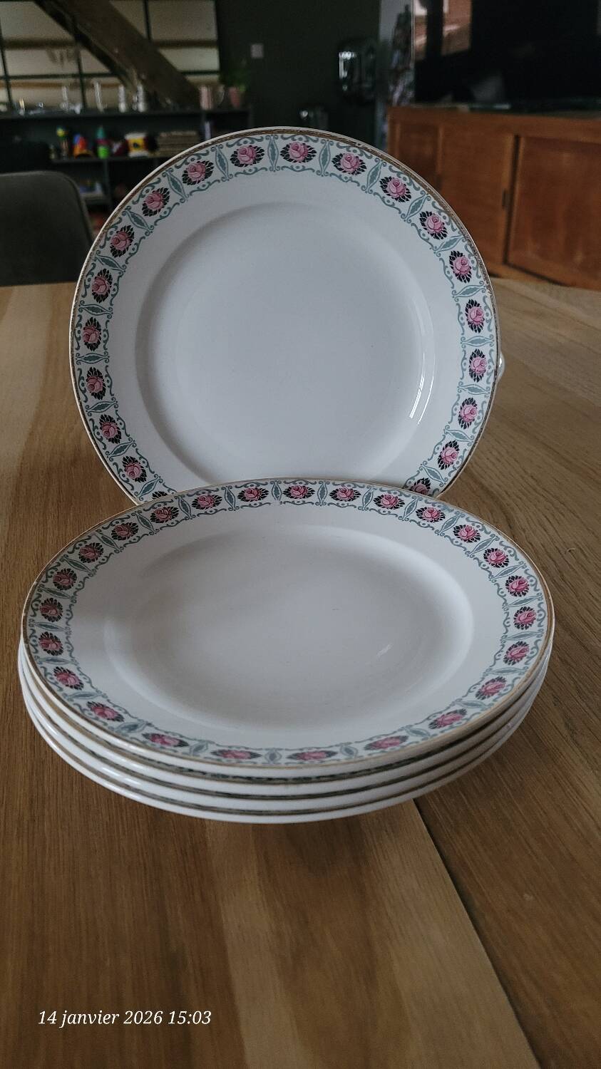 5 antique dessert plates