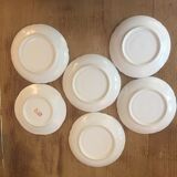 6 antique cups and mismatched saucers