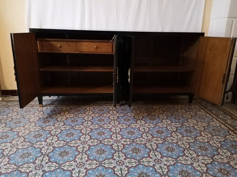 4-Door black laced enfilade by Jean Pascaud 1940 1945 art deco