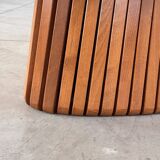 Oval travertine coffee table with ashwood slatted base – italy by forme