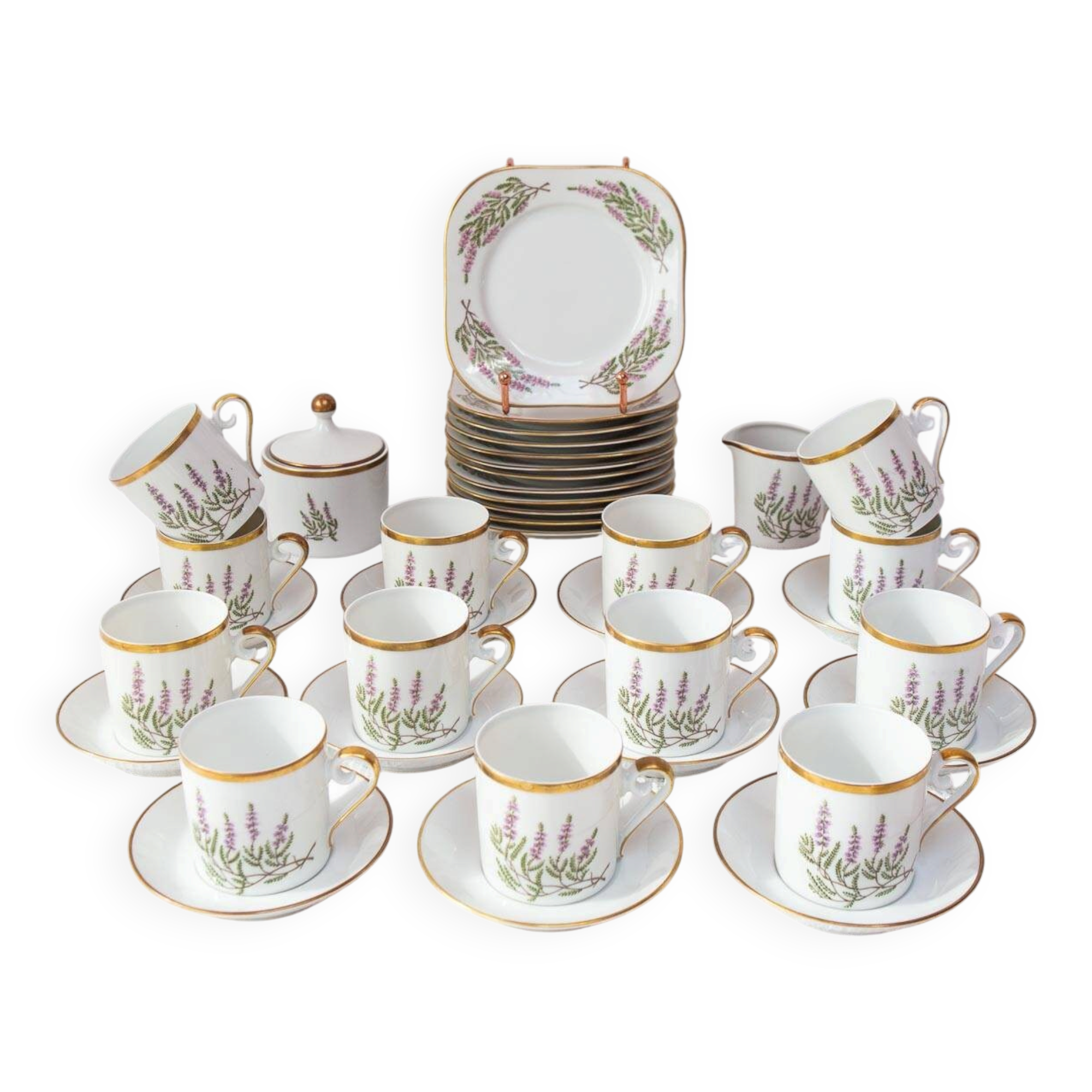 Hackefors coffee service "Ljung Calluna vulgaris" circa 1950 (39 PIECES)