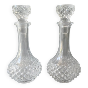 2 carafes à vin, cristal d'Arques,