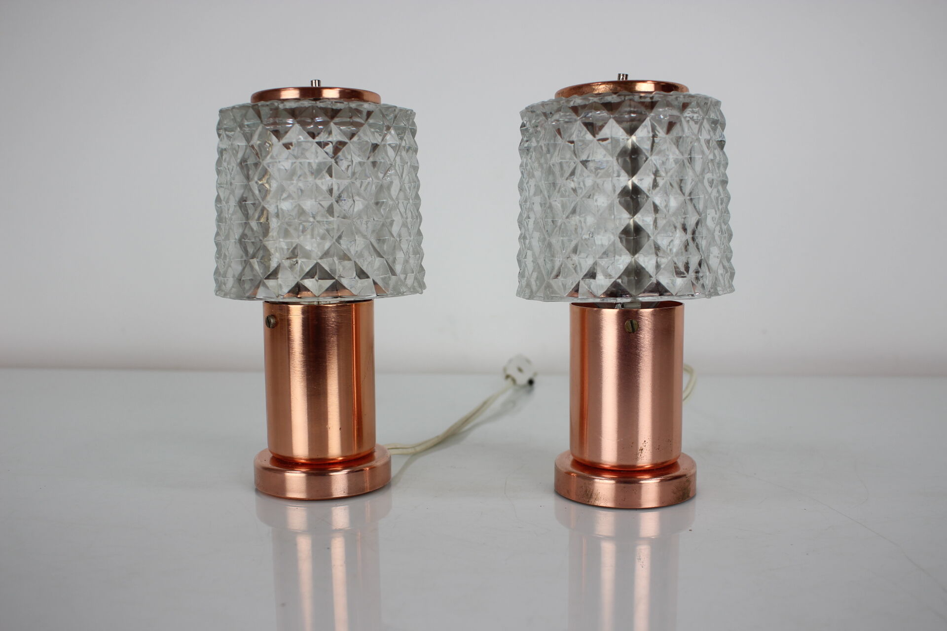 Pair of Copper Table Lamps by Kamenický Šenov, Czechoslovakia 1970