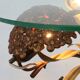 French Hollywood Regency style coffee table with lightning in brass flowers, 1950