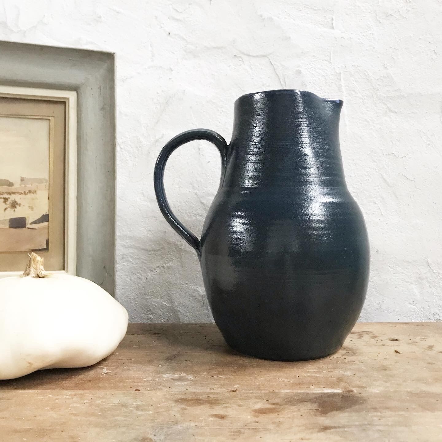 Old blue ceramic jug