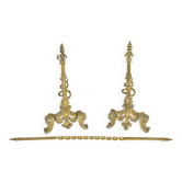 Pair of gilded bronze andirons decorated with serpents.