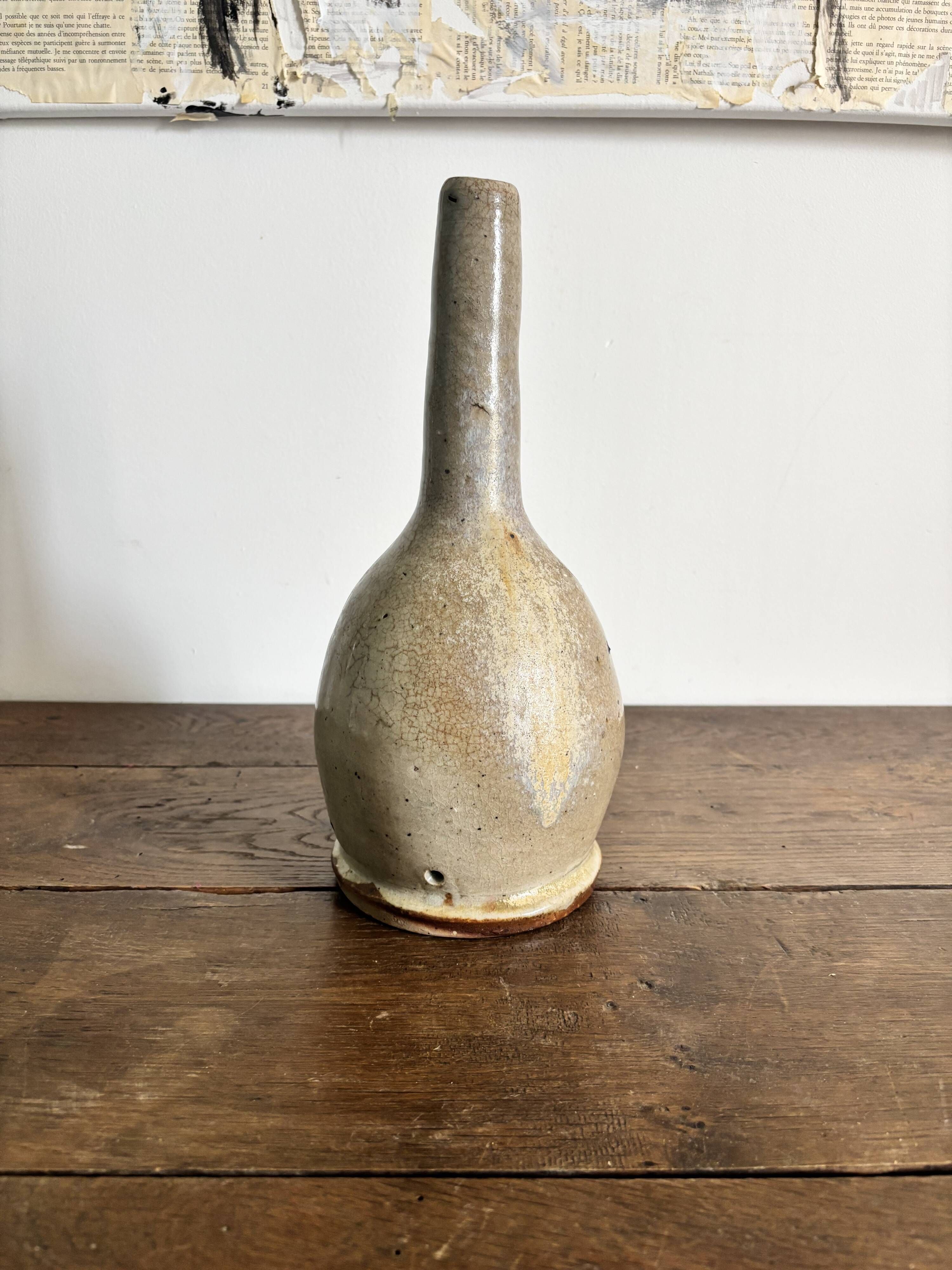 Grand vase soliflore en grès vintage