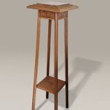 Art Deco sculpted pedestal in solid wood and marble – circa 1930