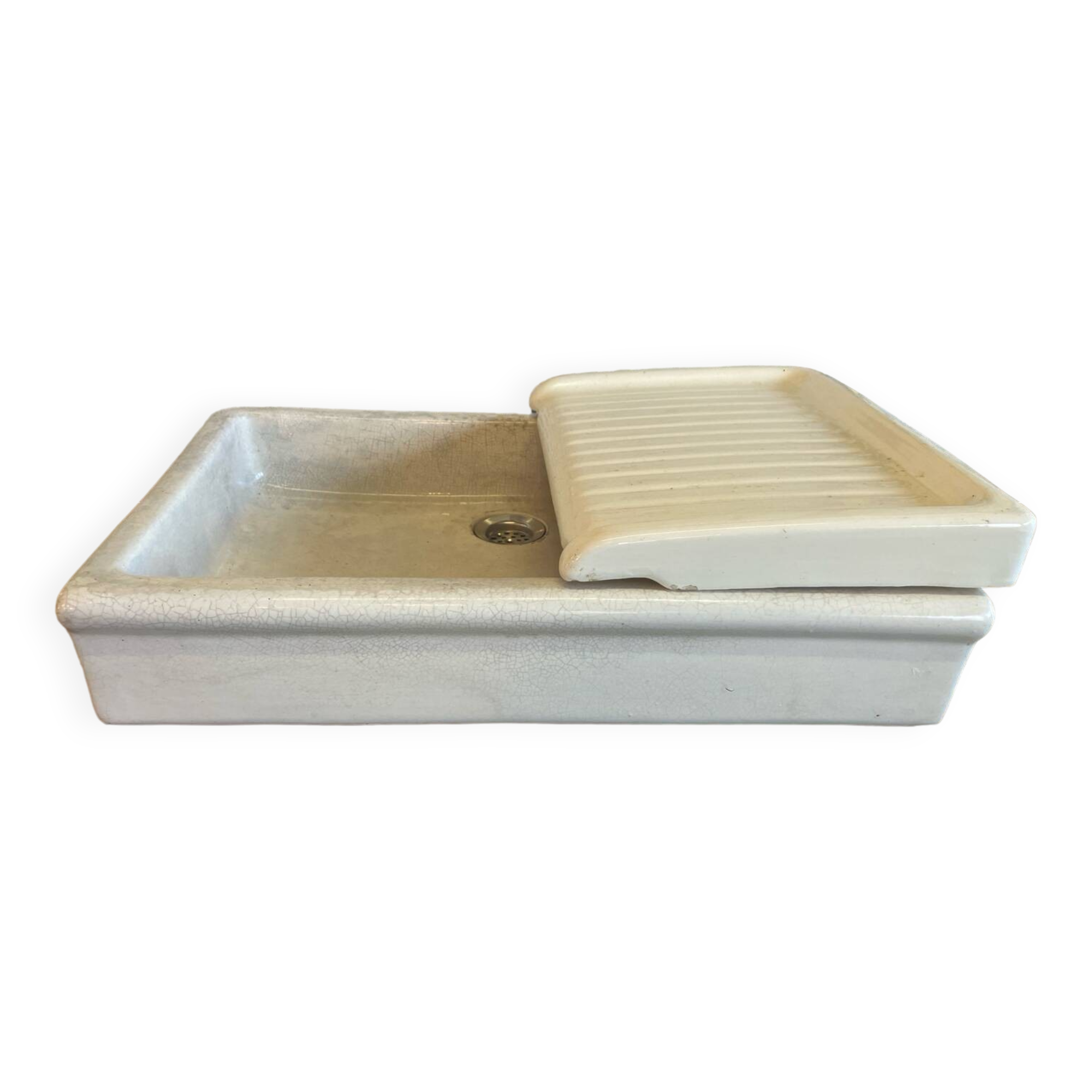 Vintage Ceramic Stamp Sink with Farmhouse Drainer