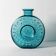 Teal Sunburst Blue Bubble Glass Vase / Erich Jachmann for WMF / 1960s