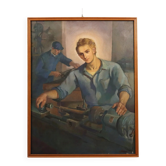 Modern painting signed by Mario Venzo, oil on canvas, Italy, 1950.