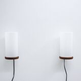 Pair of teak & acrylic sconces by Luxus, Sweden