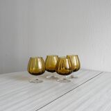 4 tulip glasses in amber glass
