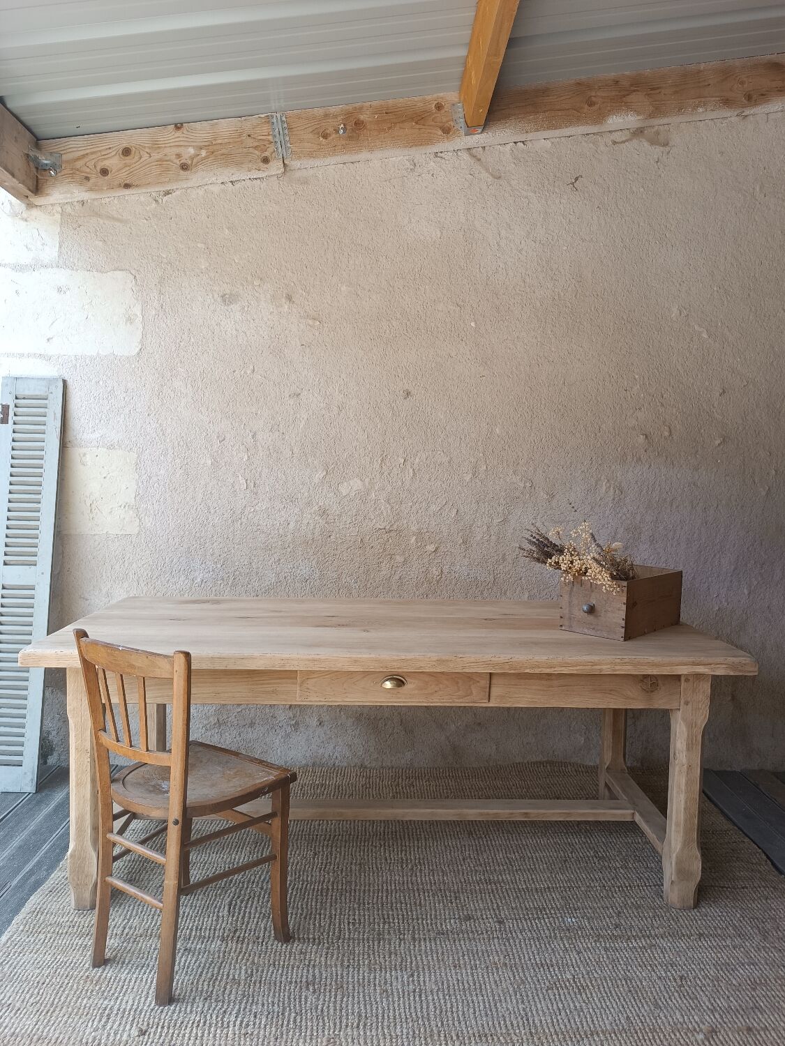 Solid wood farmhouse table