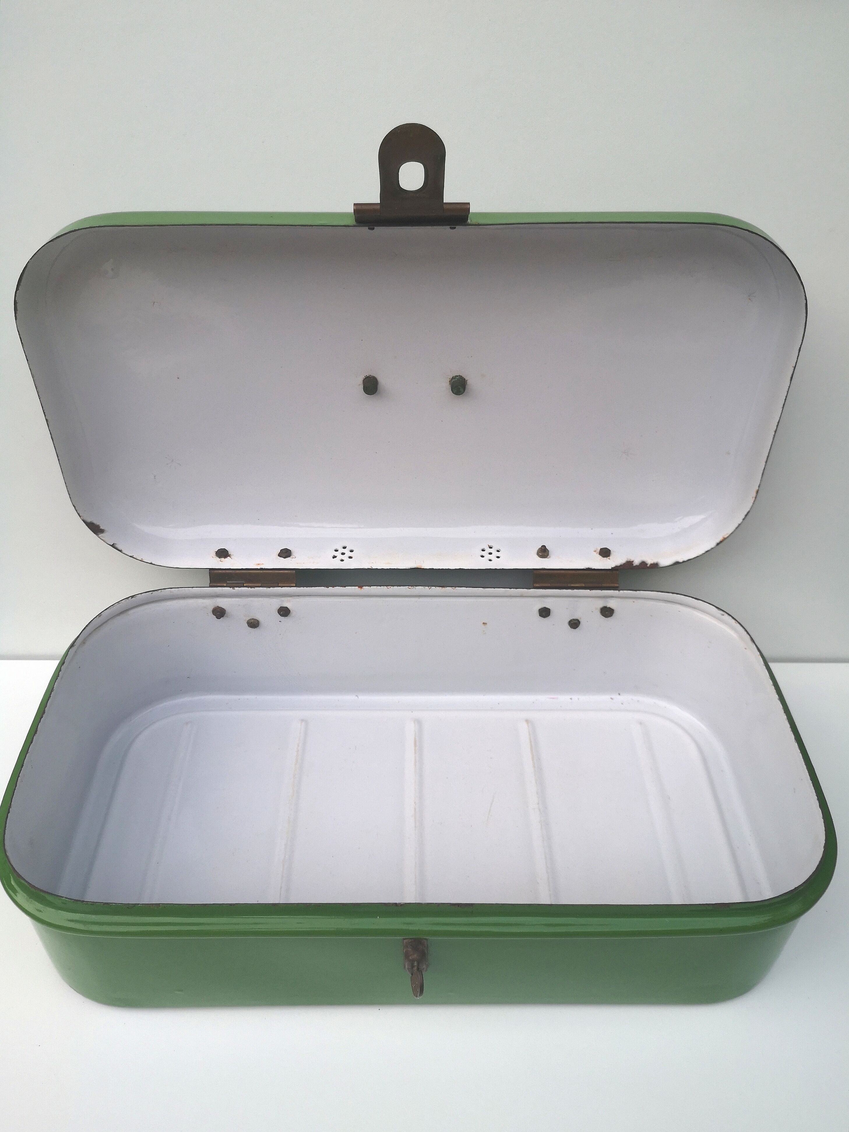 Old enamelled bread box