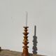 Large vintage Scandinavian turned wooden candle holder