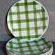 Five dessert plates Orchis-Moulin des Loups vintage checkered décor