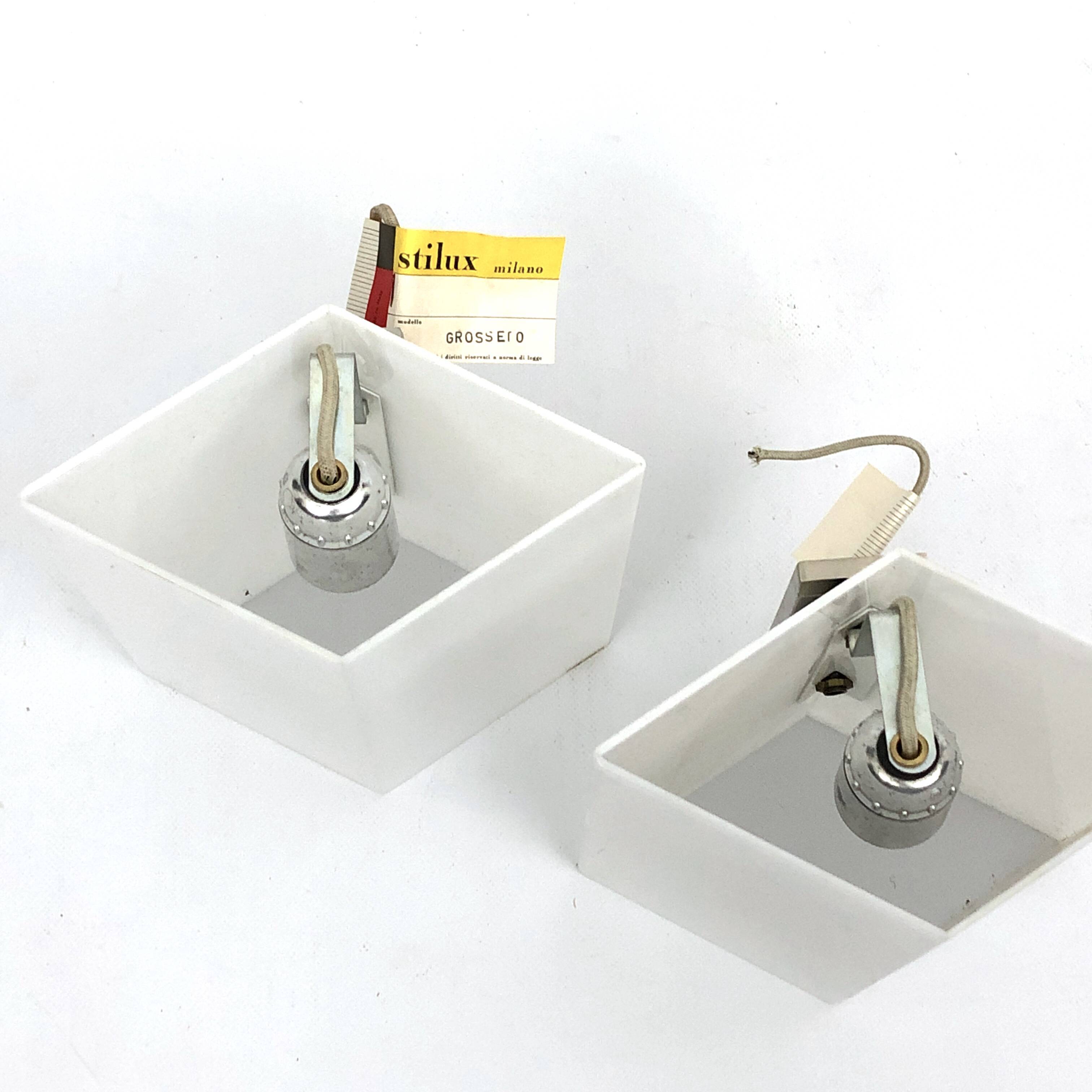 Rare Stilux Milano Model Grosseto, pair of perspex sconces from 60s
