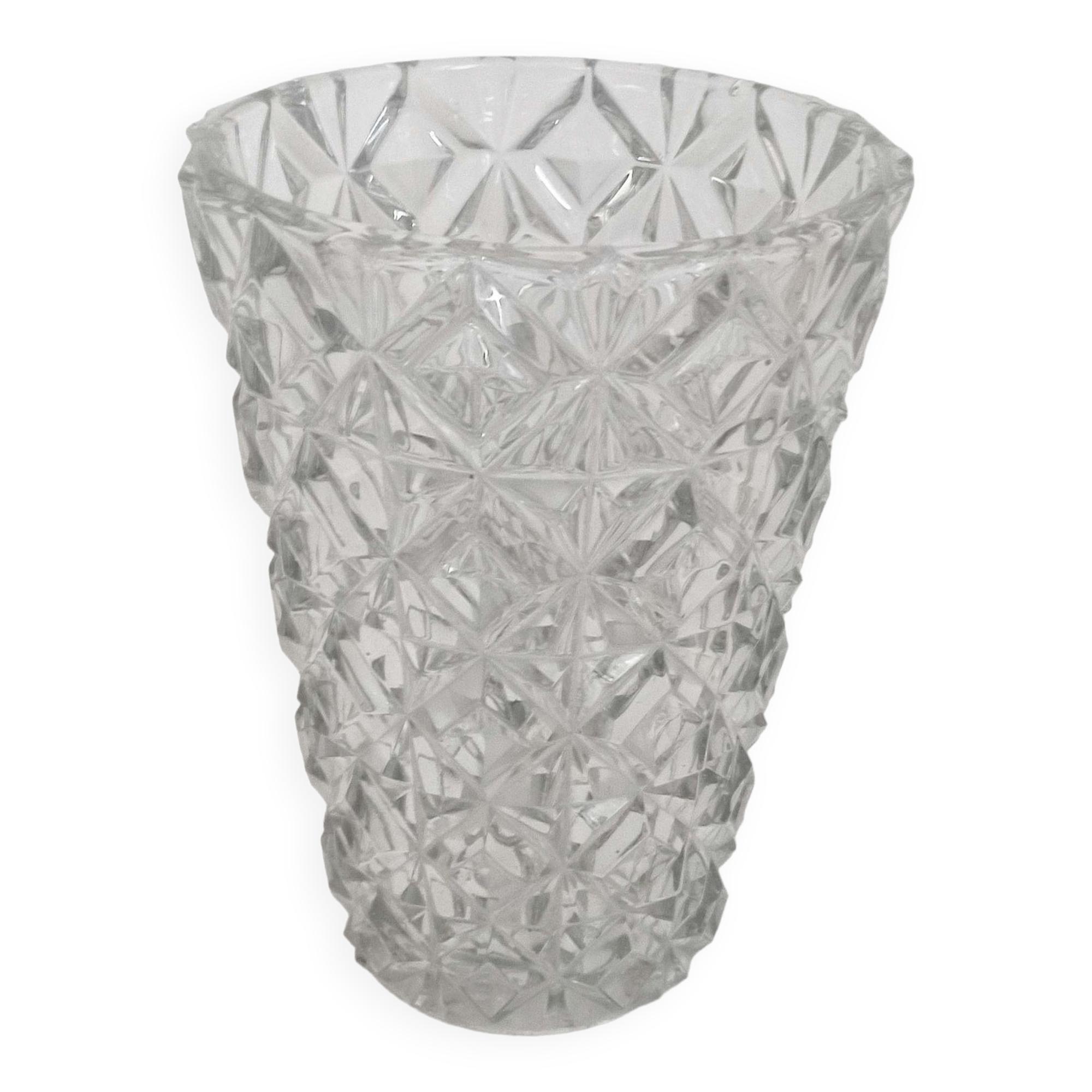 Vase en verre pressé moulé années 60 Hauteur 30 cm