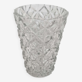 Vase en verre pressé moulé années 60