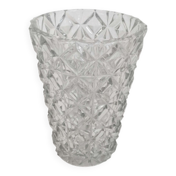 Vase en verre pressé moulé années 60 Hauteur 30 cm