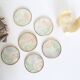 Set of 6 coasters in mother-of-pearl, brass and cork, vintage