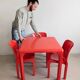 Ensemble de salle à manger rouge « Selene » par Vico Magistretti pour Artemide, années 1960