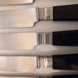 12 couteaux de table style Empire noir et virole argent  Gimel