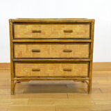 Bamboo & rattan chest of drawers vintage 1970