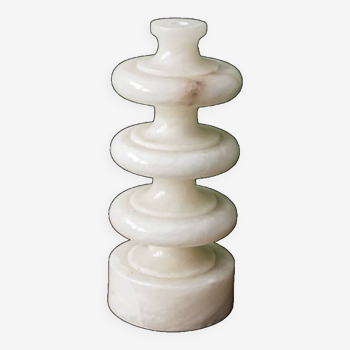 Pied de lampe design années 70, marbre blanc torsadé