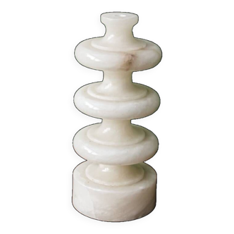 70s designer lamp base, twisted white marble